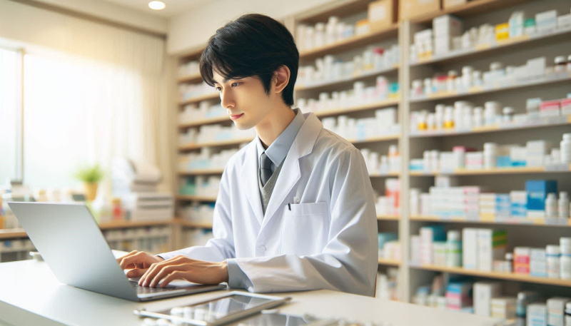 薬剤師とノートパソコン